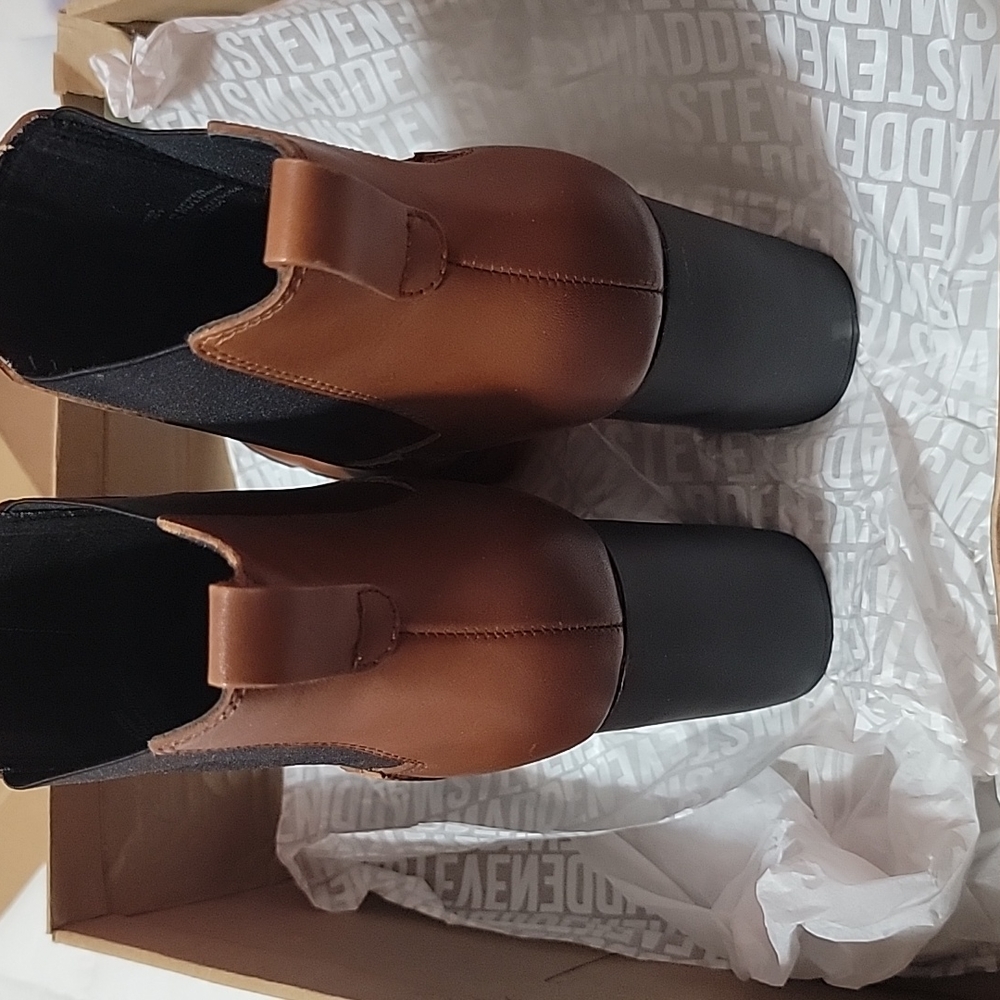 Steve Madden Revised Cognac Leather Boots  - Picture 3 of 8